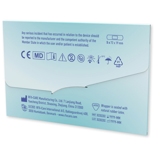 5-pieces plasters with full colour printed paper envelope - White / universal
