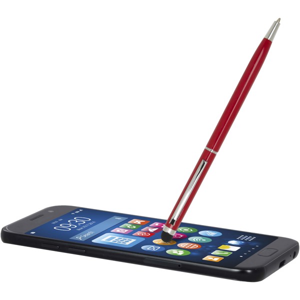 Ore aluminium ballpoint pen with stylus (blue ink) - Red