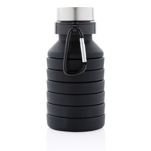 Leakproof collapsible silicone bottle with lid - Black