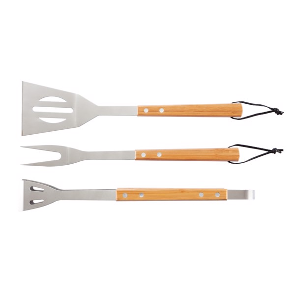 3 pcs bamboo BBQ set