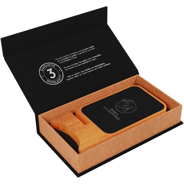 Cargador inalámbrico de madera de 10 W luminoso "SCX.design W16"
