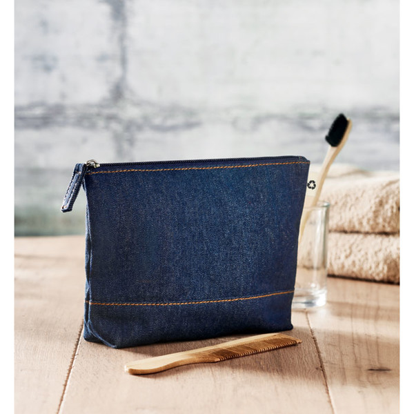 Recycled denim cosmetic pouch Style Pouch