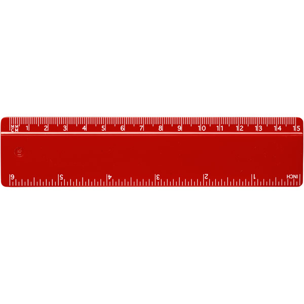 Refari 15 cm recycled plastic ruler - Red