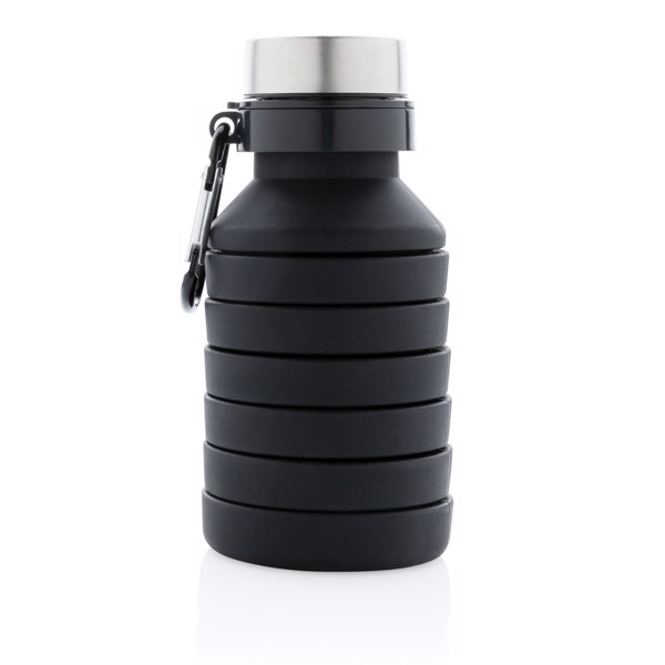 Leakproof collapsible silicone bottle with lid - Black