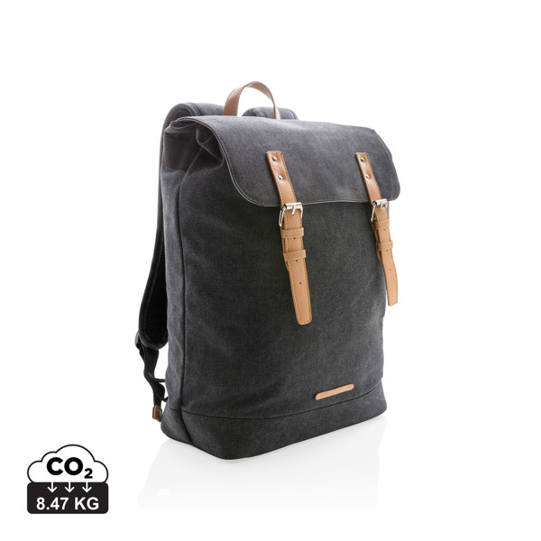 Canvas laptop backpack PVC free - Black