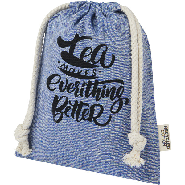 Pheebs 150 g/m² GRS recycled cotton gift bag small 0.5L - Heather Blue