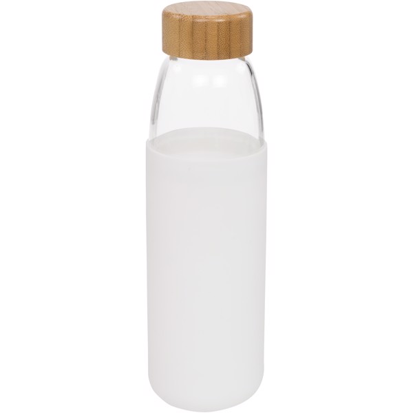 Kai 540 ml glass sport bottle with wood lid - White