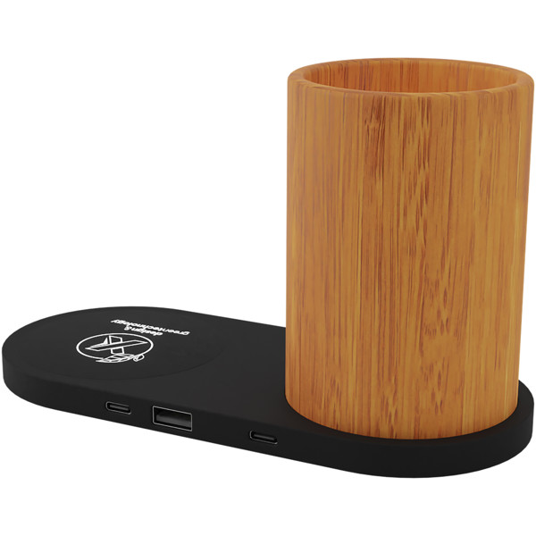 SCX.design W17 10W light-up logo wireless charging pad and bamboo pencil holder