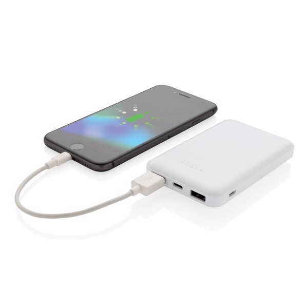 5.000 mAh wireless charging pocket powerbank - White