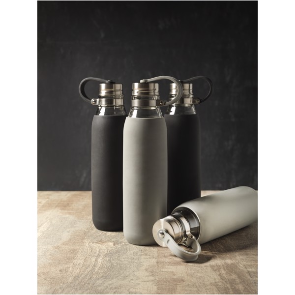 Oasis 650 ml glass sport bottle - Solid black