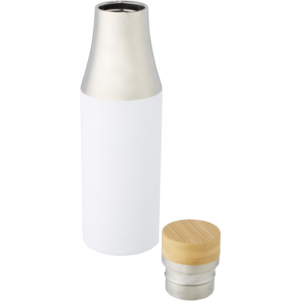 Hulan 540 ml copper vacuum insulated stainless steel bottle with bamboo lid - White