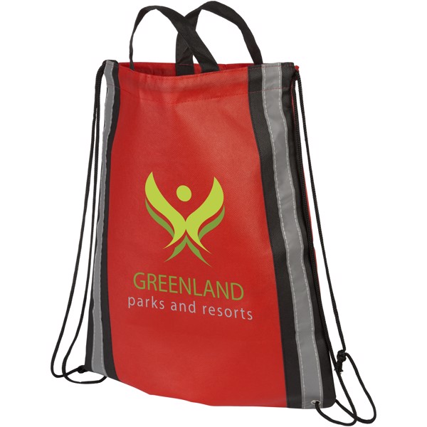 Reflective non-woven drawstring backpack - Red