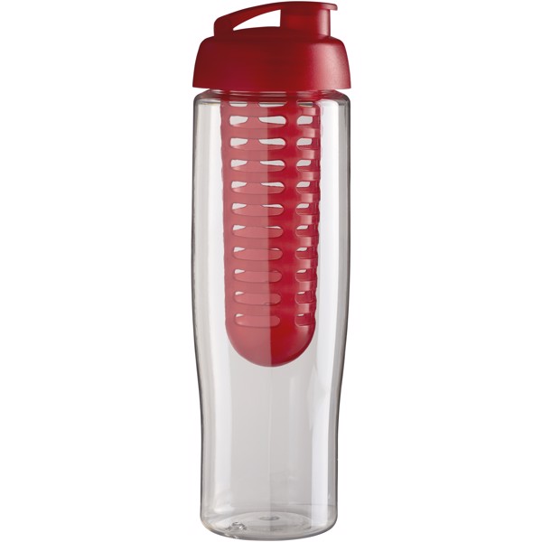 Sportovní láhev s infuzérema vyklápěcím víčkem H2O Tempo® 700 ml - Průhledná / Červená s efektem námrazy