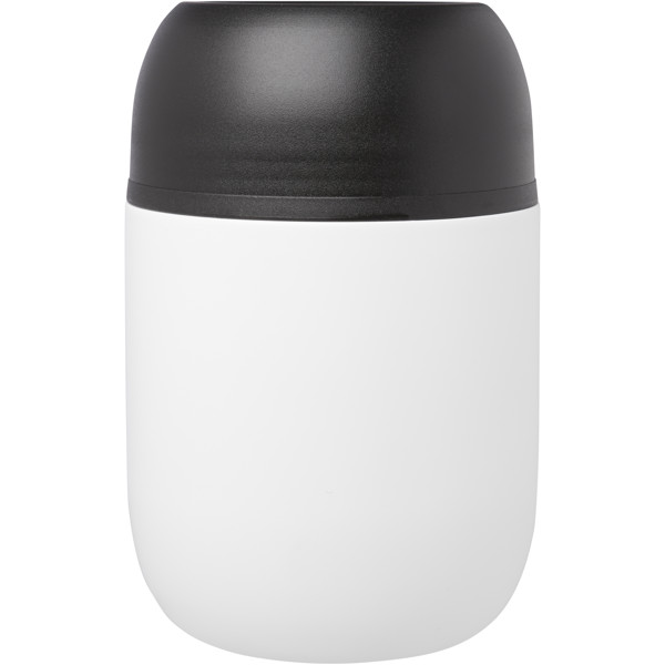 Supo 480 ml double-walled recycled stainless steel lunch pot with foldable spoon - White