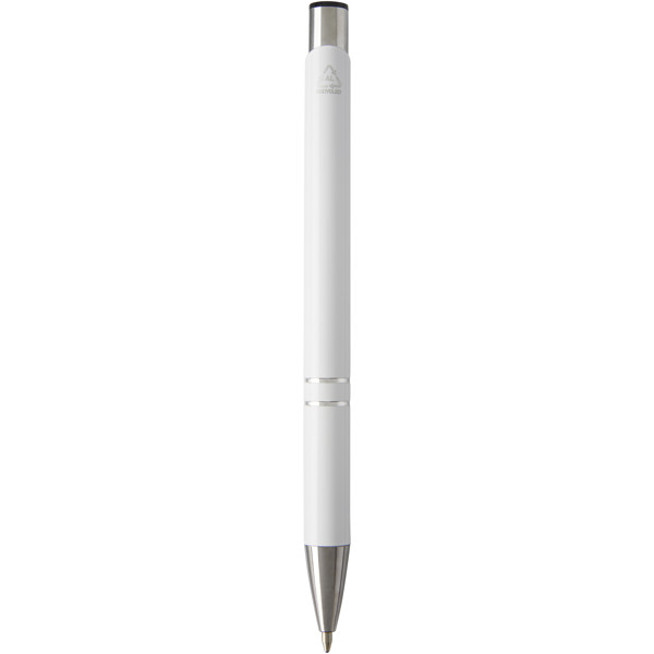 Moneta recycled aluminium ballpoint pen (black ink) - White