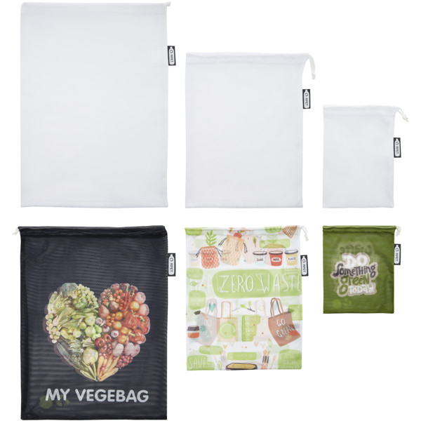 Set of 3 recycled polyester grocery bags