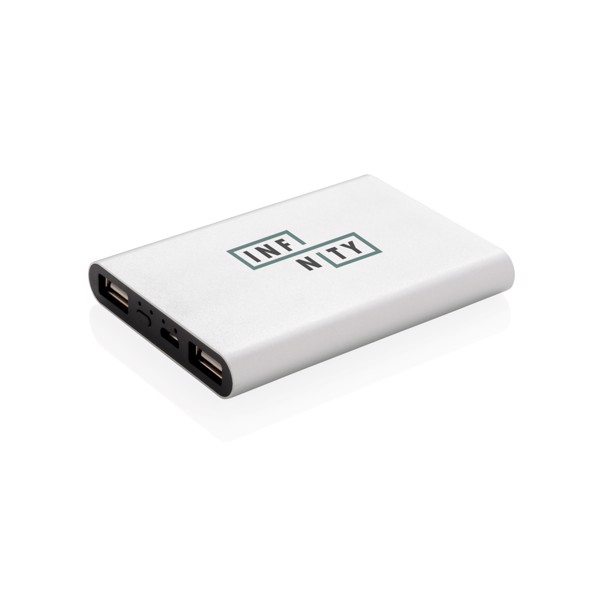 Aluminium 5.000 mAh pocket powerbank - Silver / Black