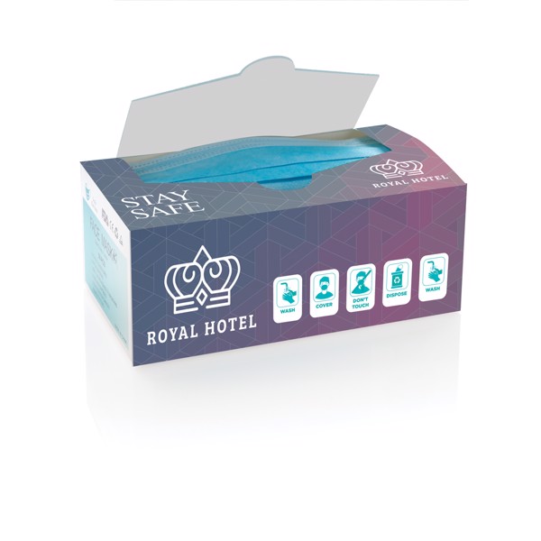 50 PCS. 3-ply disposable mask incl. customised sleeve