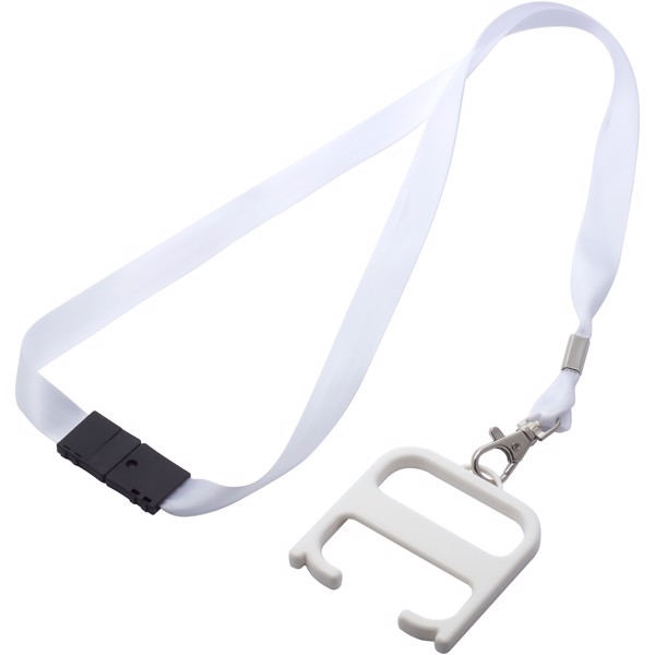 Hygiene handle with lanyard - White