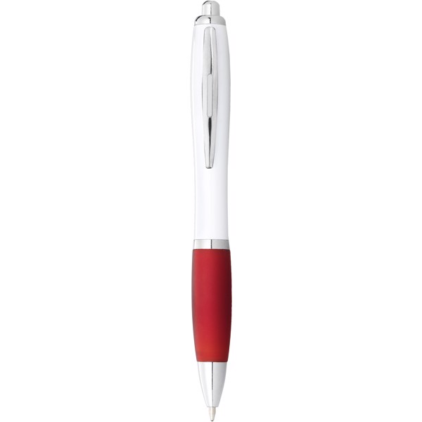 Bolígrafo blanco con empuñadura de color "Nash" - Blanco / Rojo