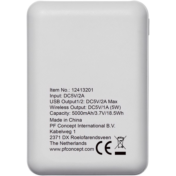 Dense 5000 mAh wireless power bank - White