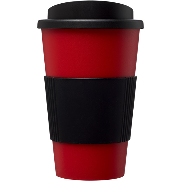 Americano® 350 ml insulated tumbler with grip - Black / Red