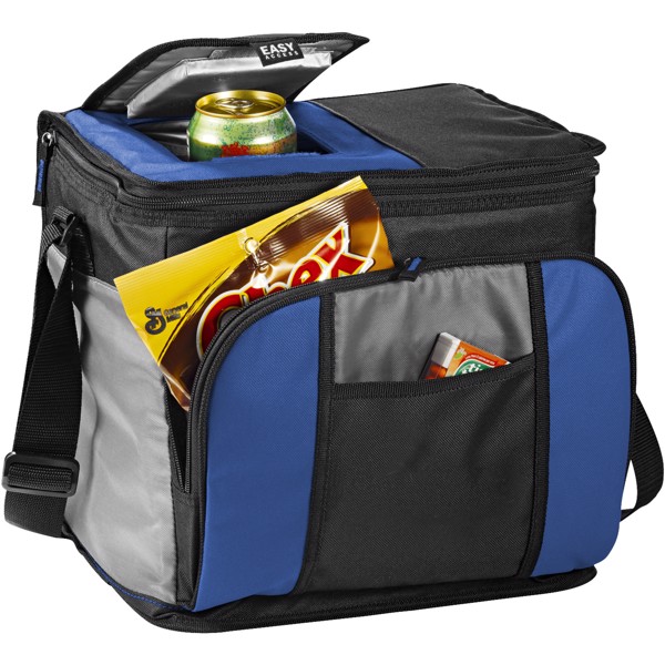 Easy-access 24-can cooler bag - Royal blue / Solid black / Grey