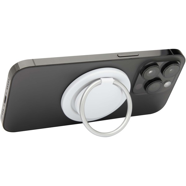 Albali recycled plastic magnetic phone holder with ring stand - White