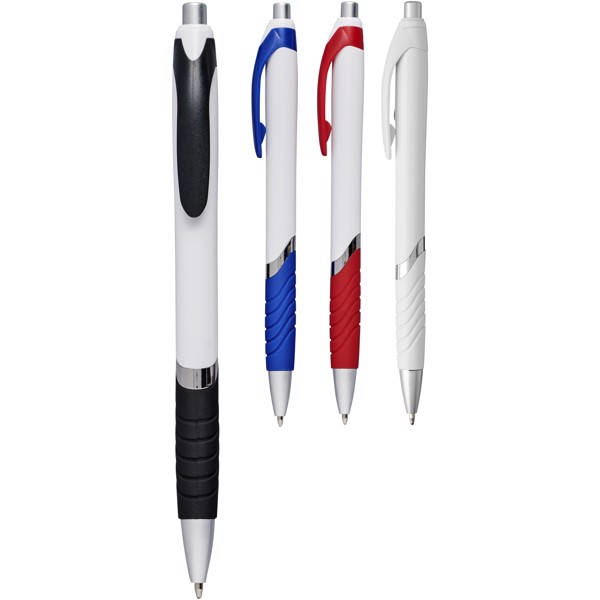 Turbo ballpoint pen with white barrel - White / Solid black