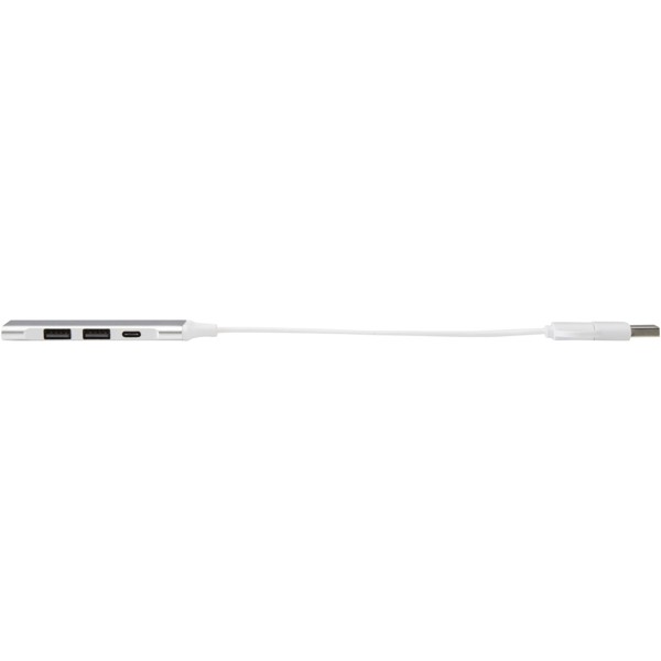 Alkaid 4-port recycled aluminium USB-A and Type-C hub with dual input