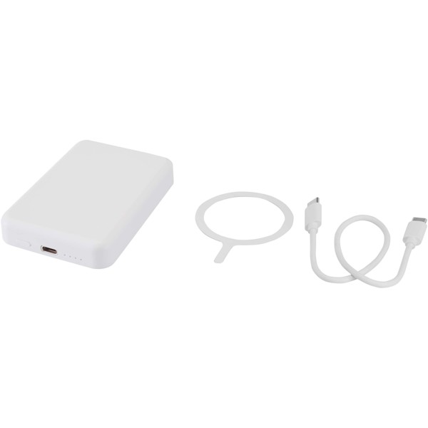 Acrab 5000 mAh 15W magnetic wireless power bank with 20W PD - made from recycled plastic - White