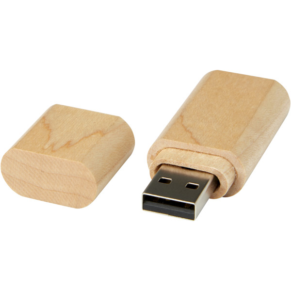 Wooden USB 2.0 with keyring - Light Brown / 2GB