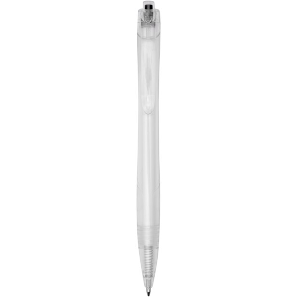 Honua recycled PET ballpoint pen (blue ink) - Solid Black / Transparent Clear