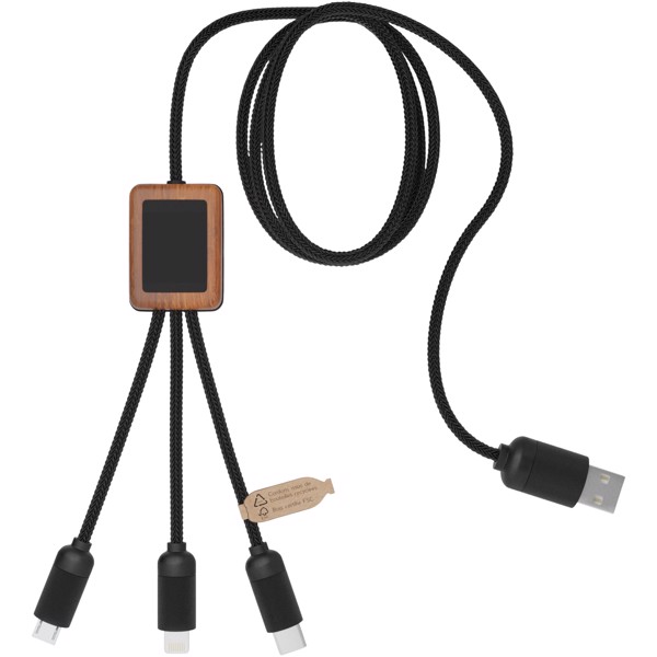 SCX.design C29 3-in-1 bamboo cable - Solid black / Wood