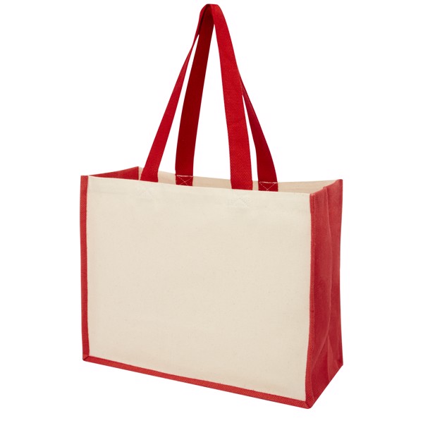 Varai 320 g/m² canvas and jute shopping tote bag 23L - Red