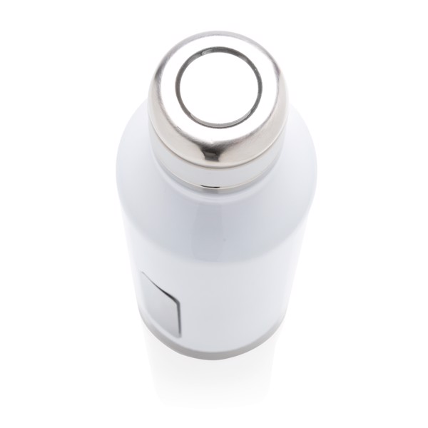 Leak proof vacuum bottle with logo plate - White