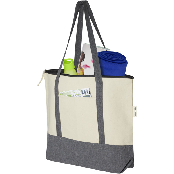 Repose 320 g/m² recycled cotton zippered tote bag 10L
