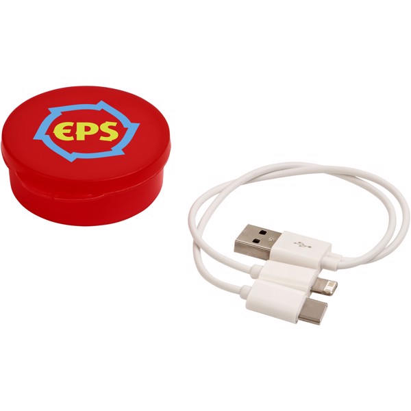 Nabíjecí kabel Versa 3-v-1 v pouzdru - Transparentní červená