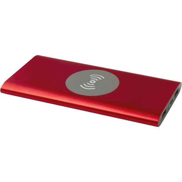 Juice 8000 mAh Type-C recycled aluminium wireless power bank - Red