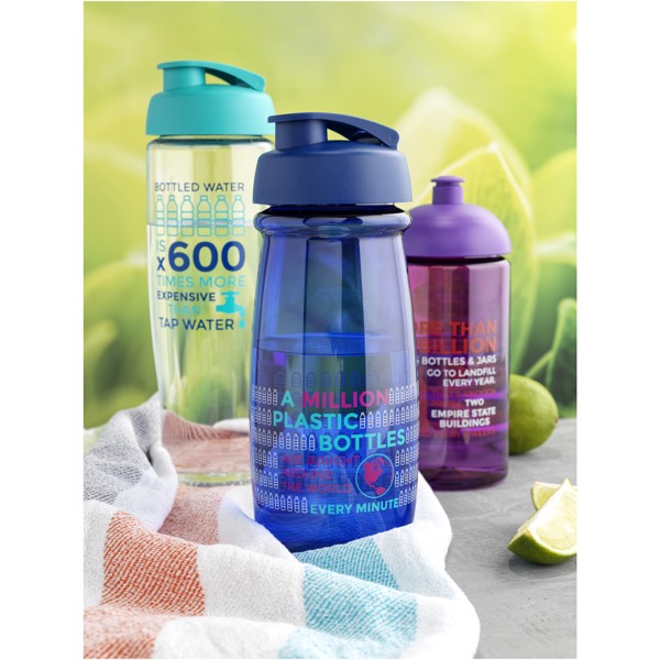 Sportovní láhev s vyklápěcím víčkem H2O Pulse® 600 ml - Průhledná / Červená s efektem námrazy
