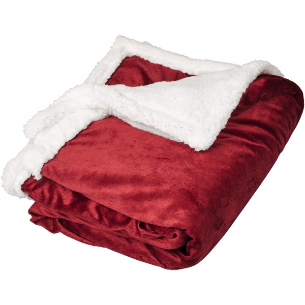 Pléd Lauren z materiálu sherpa fleece - Burgundská červená