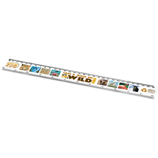 Refari 30 cm recycled plastic ruler - White