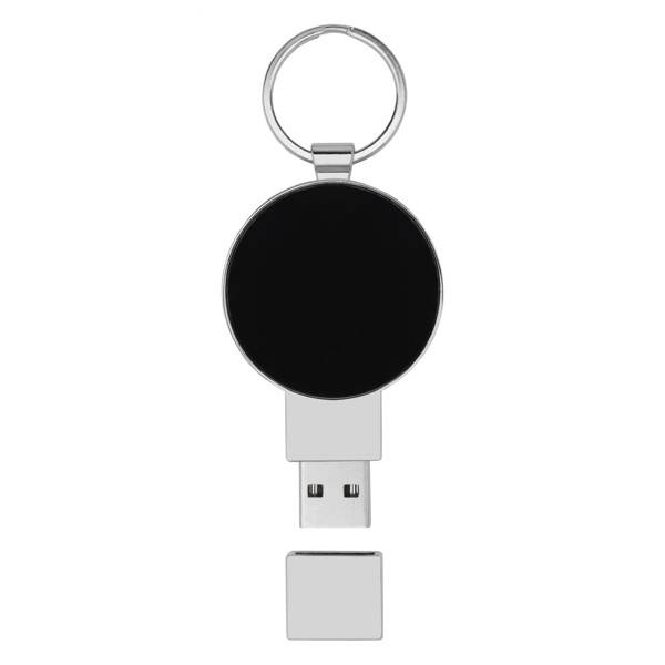 USB redondo con retroiluminación - Negro intenso / Plateado / Blanco / 2GB