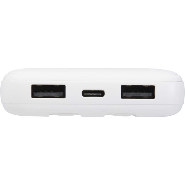 Adhil 10.000 mAh 10W recycled plastic power bank with 2 built-in cables - White