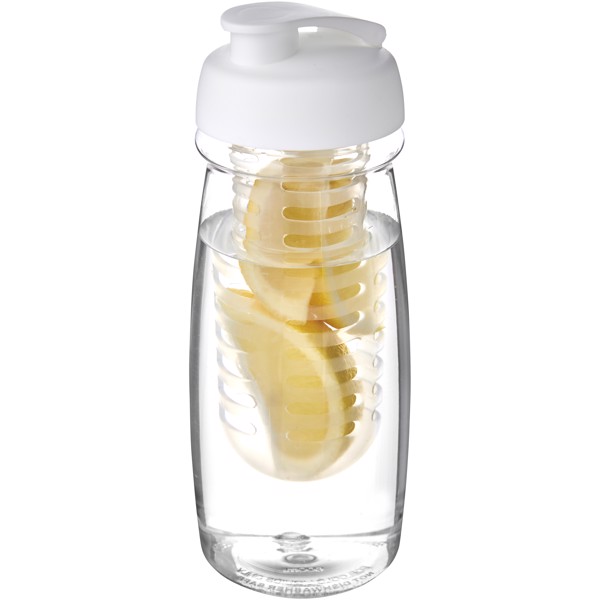 H2O Active® Pulse Bidón deportivo e infusor con Tapa Flip de 600 ml - Transparente / Blanco