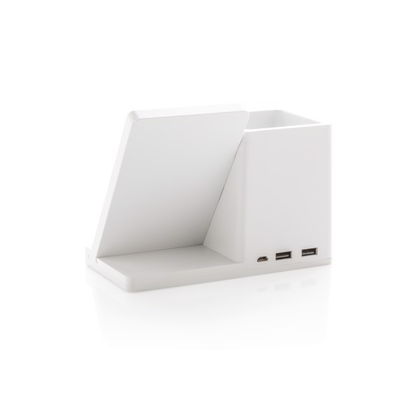 Ontario 5W wireless charger with pen holder - White