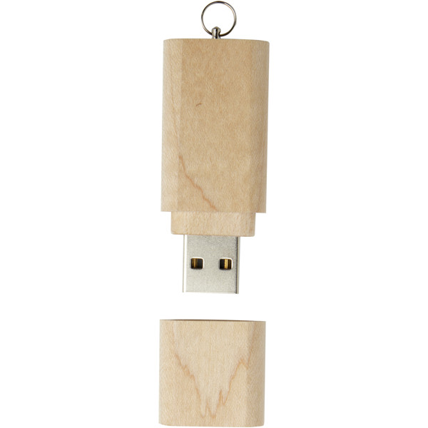 Wooden USB 2.0 with keyring - Light Brown / 2GB