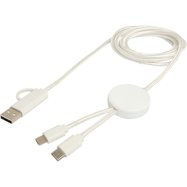 Citala 5-in-1 recycled plastic 150 cm data sync and 27W fast charge cable - White