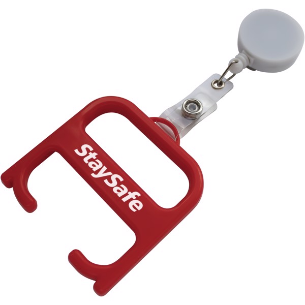 Hygienická rukojeť s držákem na jmenovku - Červená s efektem námrazy / Bílá