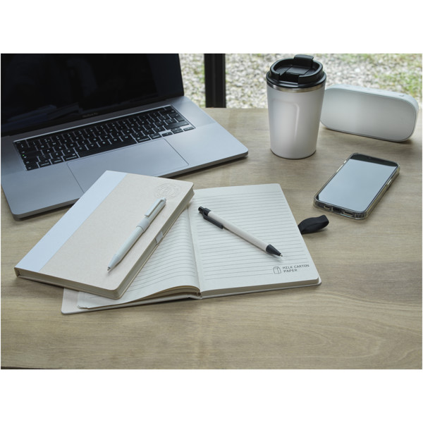 Dairy Dream A5 size reference recycled milk cartons notebook and ballpoint pen set - White